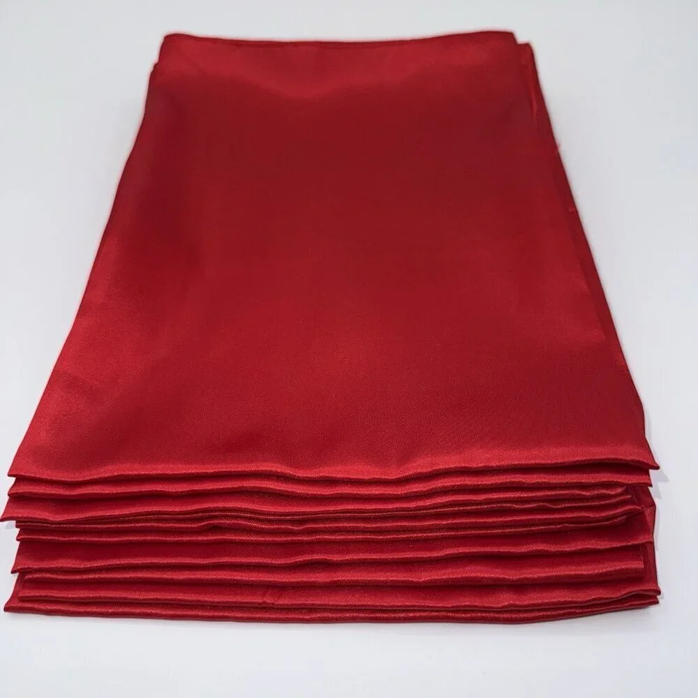 NIP Set Of 10 Red Satin Dinner Napkins 20” X 20” unbranded